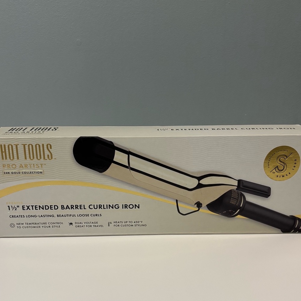 Hot Tools Pro Artist 24K Gold 1 1/2 Inch Extended Barrel Curling Iron